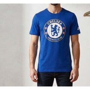 NIKE Chelsea Football Club Shirt Mens Small Blue Athletic Cut Crest Soccer